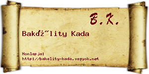 Bakálity Kada névjegykártya